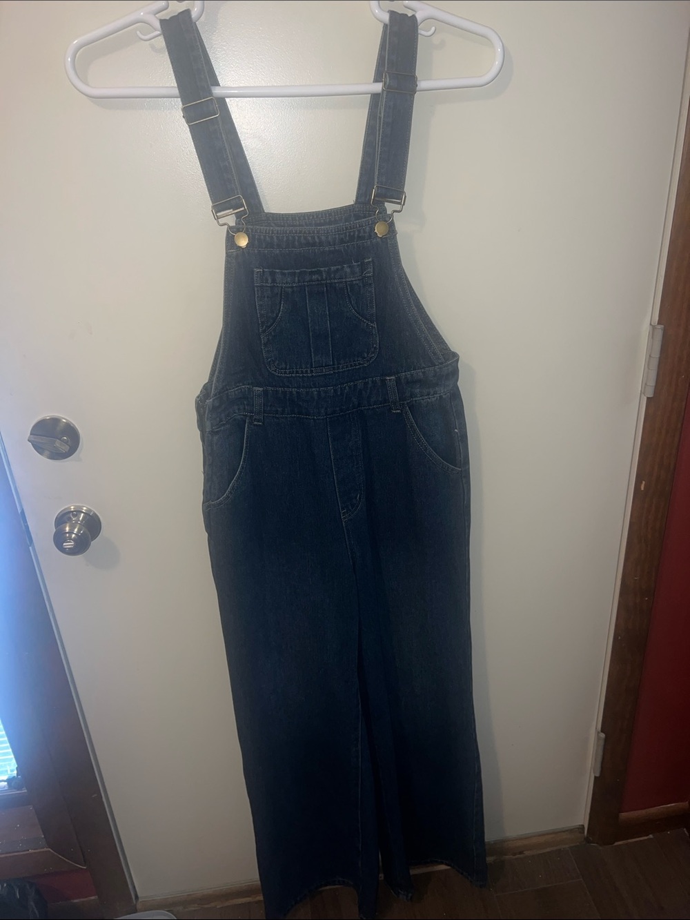 SHEIN Dark Blue Denim Wide-Leg Overalls